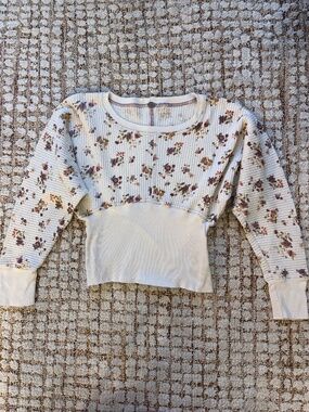 Free People One XS Floral Waffle Knit Thermal